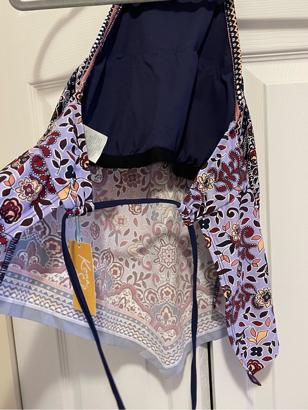 Lavender Floral Halter Swim Top - Picture 2 of 6